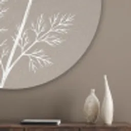 Grafisch - Fluitenkruid - Taupe Akoestische PET Vilt - Rond klein -sfeer5_closeup