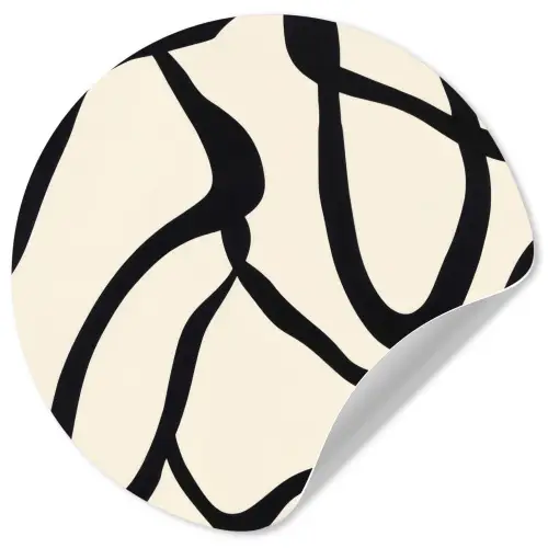 Abstract - Lijnen - Modern - Beige Wandcirkel behangsticker klein -3d
