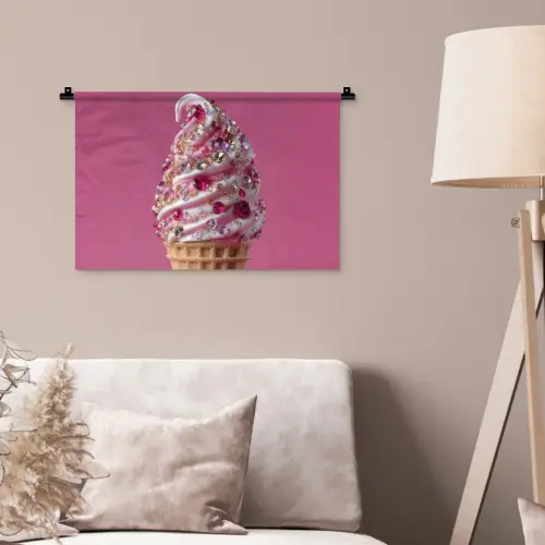 Softijs - Edelstenen - Roze - Hoorntje Wandkleed katoen klein -sfeer4