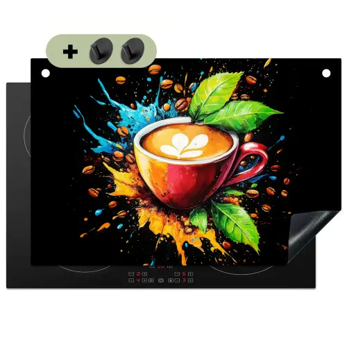 Koffie - Graffiti - Drinken - Abstract Inductie beschemer met haakjes klein -3d