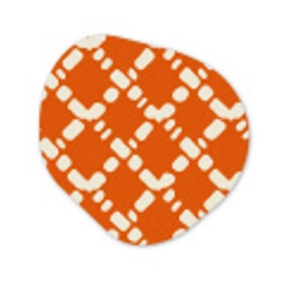 Oranje - Ruitpatroon - Wit Wandcirkel Organisch Aluminium middel 851 -3d