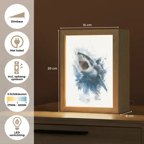 Haai - Blauw - Water Light Box met kabel klein -USP_NL