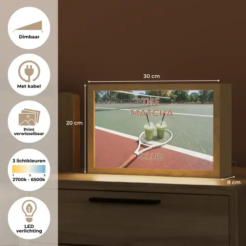 Matcha Club - Tennis - Matcha Light Box met kabel (Wandlamp) klein -USP_websiteoverzichtNL