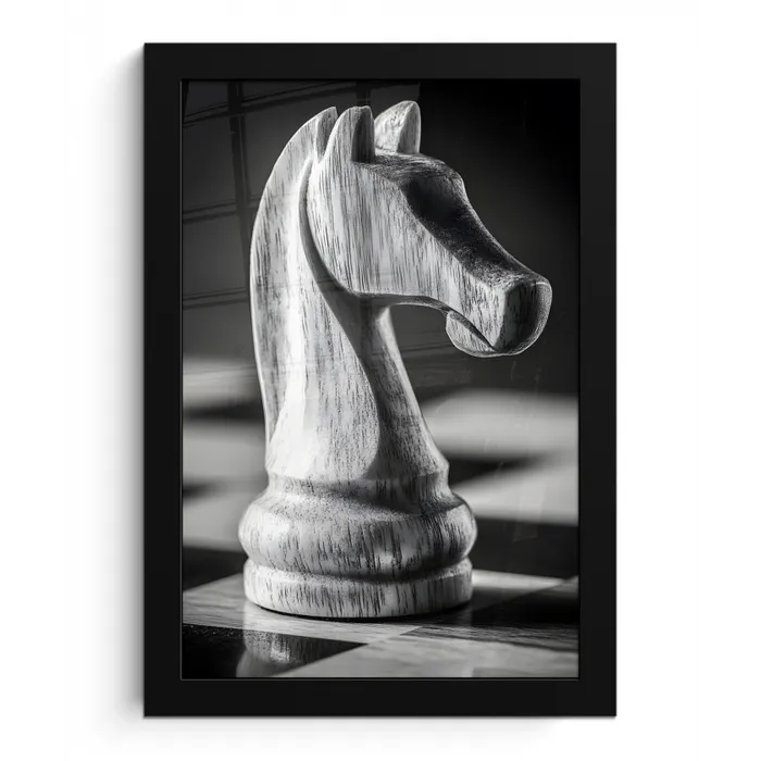 Paard - Hout - Schaalbord - Zwart fotolijst zwart zonder passe partout klein -3d