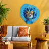 Vrouw - Bloem - Blauw - Modern - Bril - Portret Wandcirkel Organisch Plexiglas middel -sfeer4