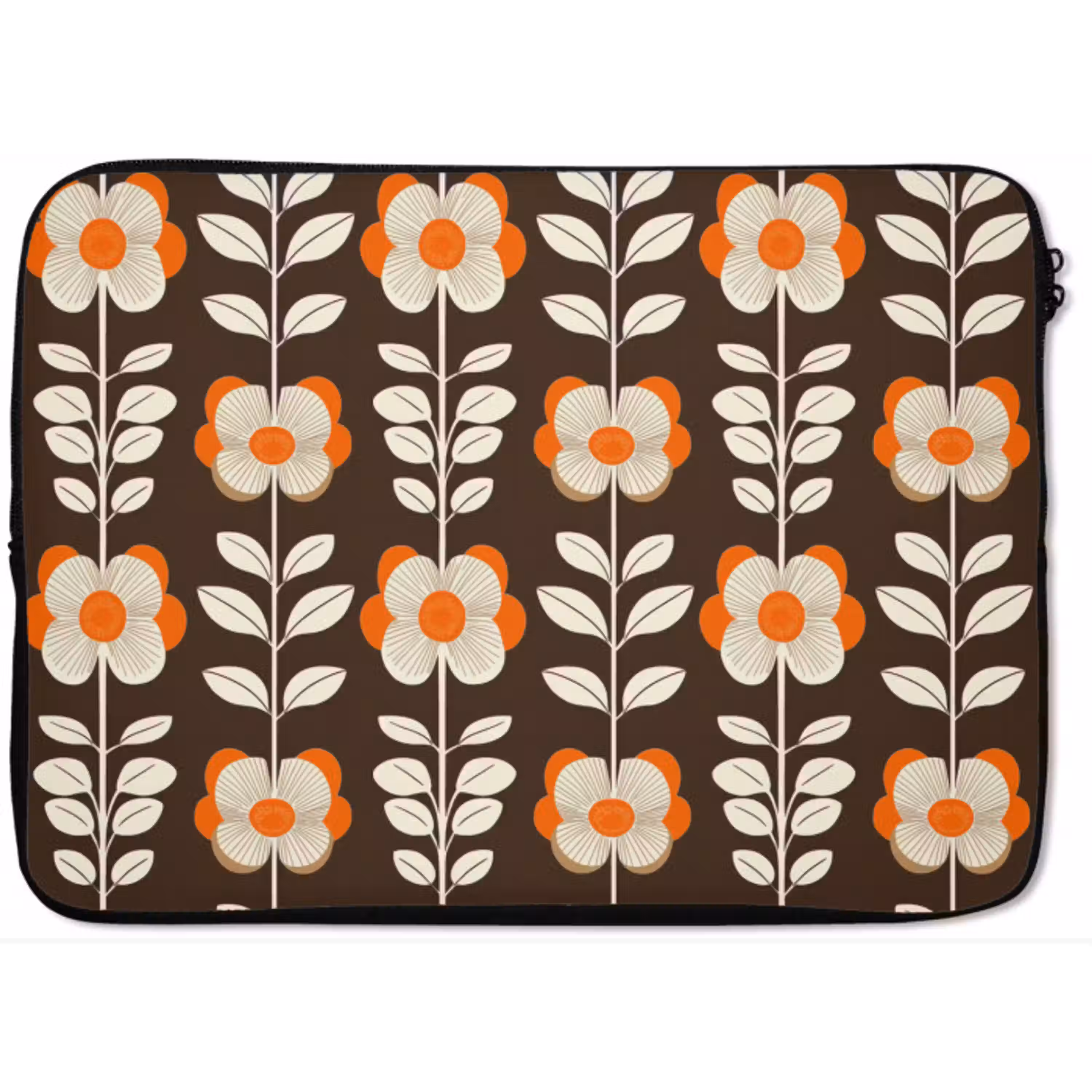 Bloemen - Retro - Bruin laptophoes neopreen klein 279 -zkaufland3dotto