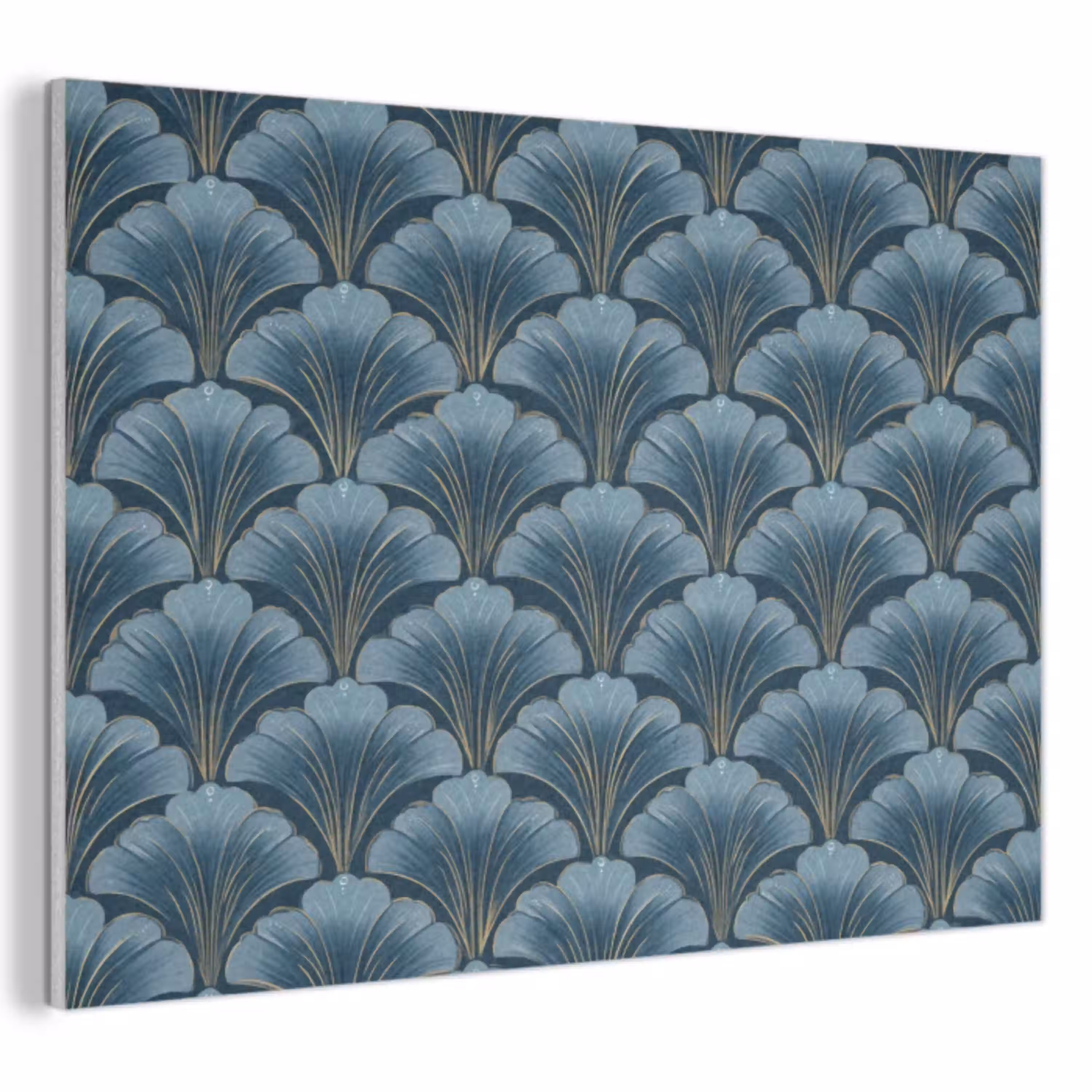 Patroon - Ginkgoblad - Blauw PET vilt klein 837 -3d