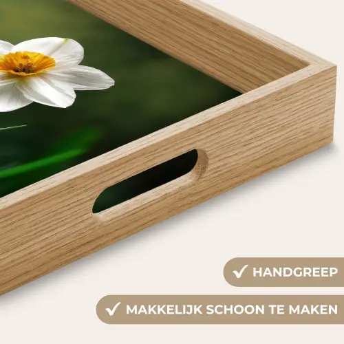 Narcis - Bloem - Wit - Grassprieten Dienblad Rechthoek middel -USP_HandgreepNL