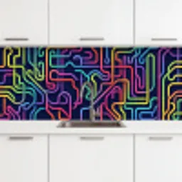 Retro - Abstract - Neon keuken achterwand 2 middel -3d