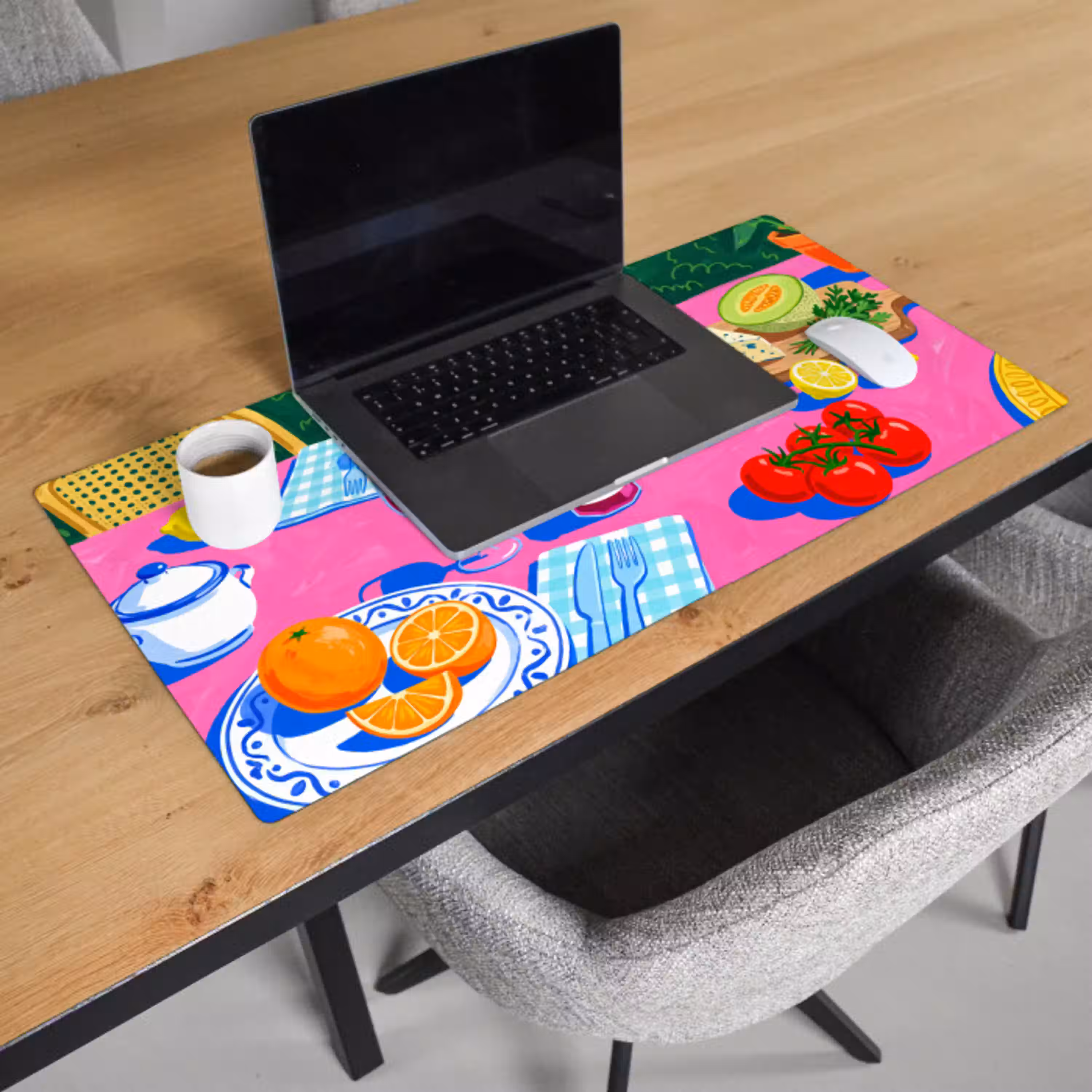 Eten - Tafel - Illustratie Muismat XXL klein -sfeer1