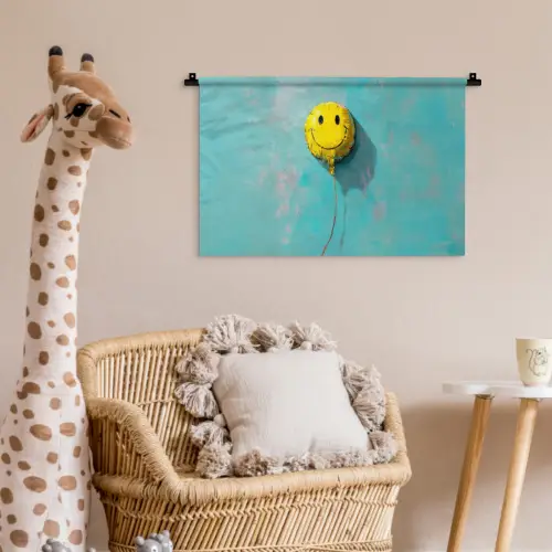 Ballon - Geel - Smiley Wandkleed katoen klein -wsfeer5_kind