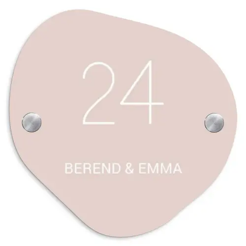 Lichtroze - Klassiek Naambord Organisch middel -3d