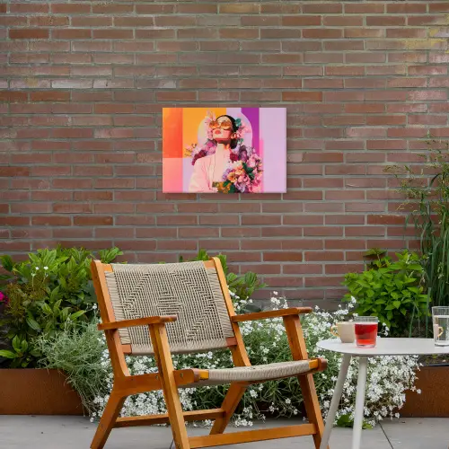 Portret - Vrouw - Abstract - Bloemen Tuinposter op houten frame 2 cm dik klein -sfeer3
