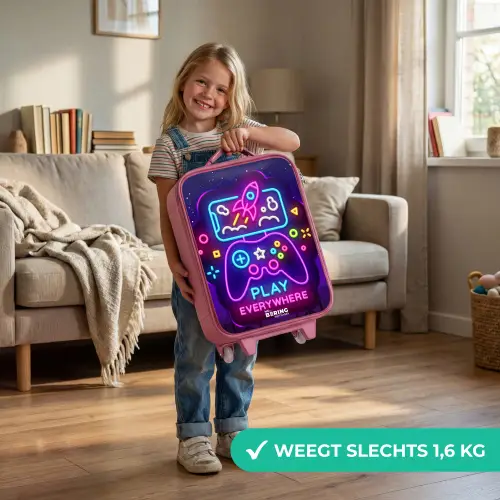 Neonillustratie met een controller Kinderkoffer - Roze klein -sfeer2_NL