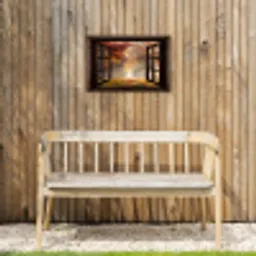Herfst - Bos - Bomen - Natuur - Doorkijk Tuinposter op houten frame 2 cm dik klein -sfeer4