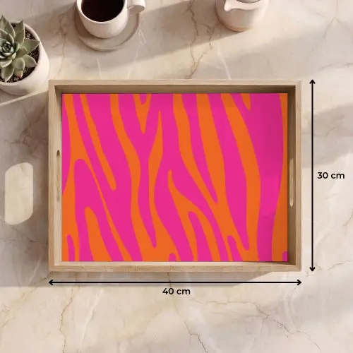 Zebraprint - Roze - Oranje - Dierenprint Dienblad Rechthoek middel -USP_Formaat