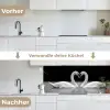 Zwanen - Hart - Zwart - Wit keuken achterwand 2 middel -voor-na_DE