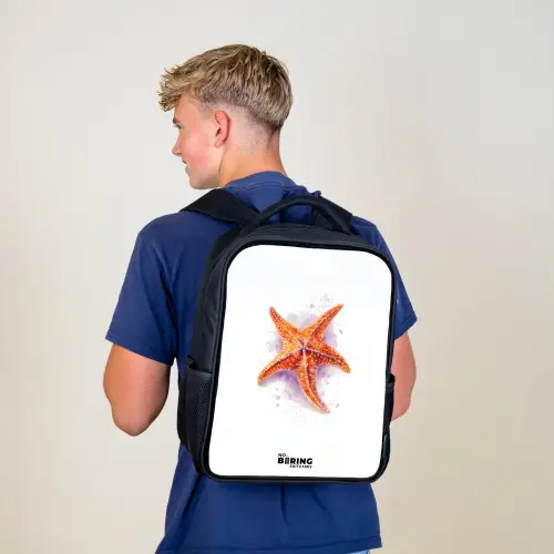 Oranje Zeester Illustratie Rugzak - Zwart middel -sfeer8
