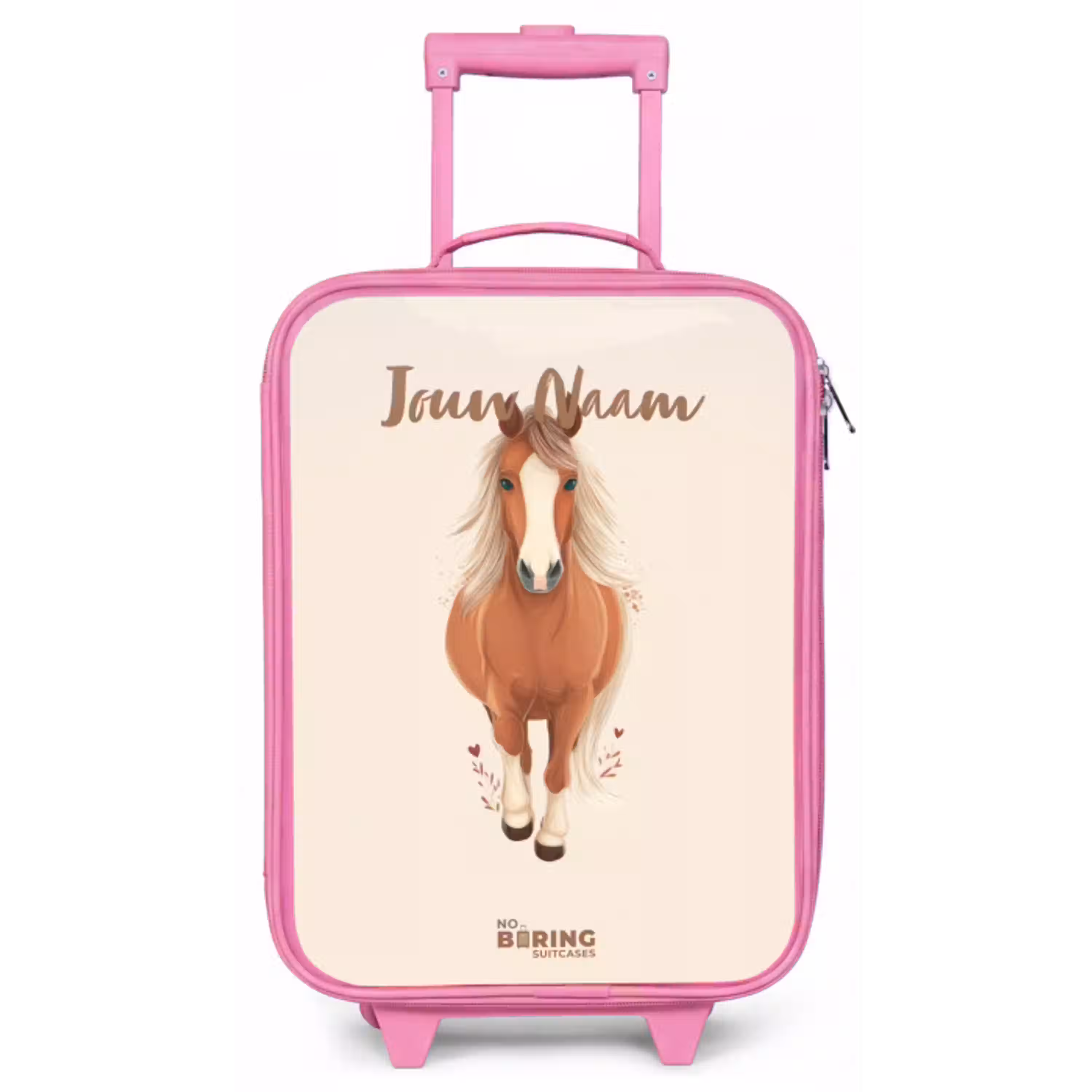Bruin paard in gallop Kinderkoffer - Roze klein -zz3dotto