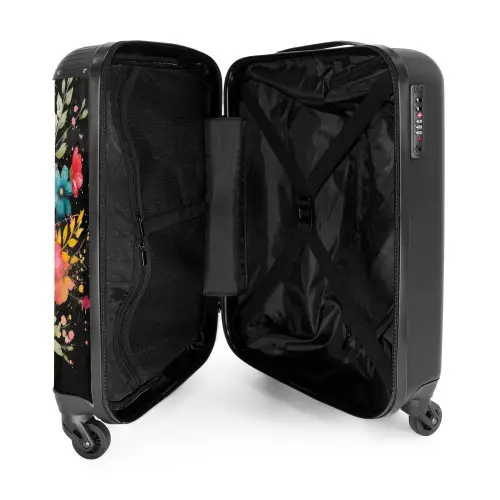 Bloemen in graffiti stijl NBS - Handbagage koffer - Unisex middel -binnenkant