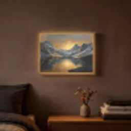 Berglandschap met Gouden Zonsondergang Light Box met batterij (Wandlamp) middel -sfeer4