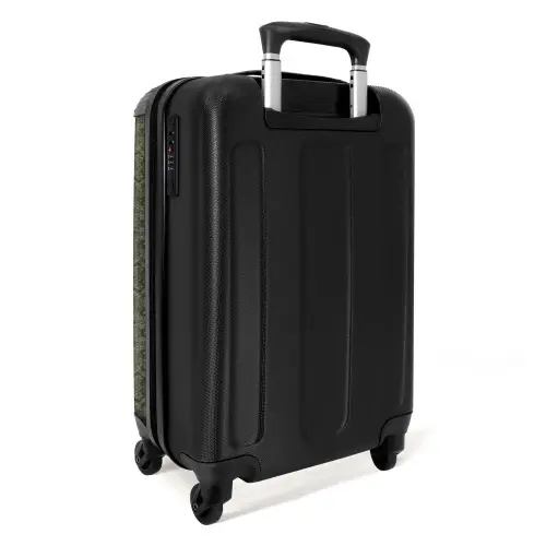 Grijs groene slangenhuid met symmetrische schubstructuur NBS - Handbagage koffer - Kinderen Unisex middel -achterkant