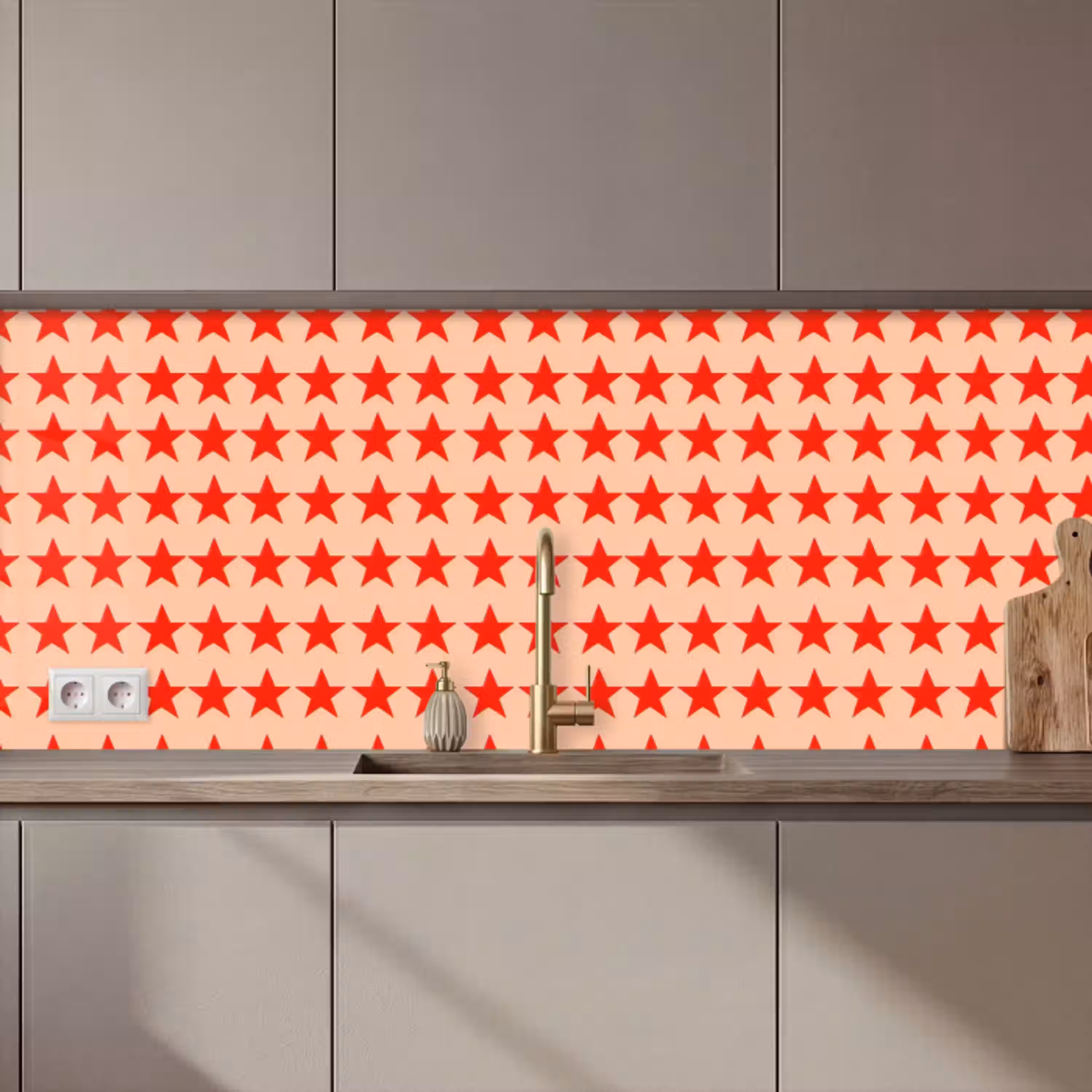 Patroon - Sterren - Rood keuken achterwand 2 middel 871 zz_3dshopping