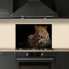 Wilde dieren - Panter - Portret - Zwart - Dieren keuken achterwand spatscherm klein -sfeer1