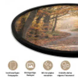 Bospad - Herfstbos - Bladeren - Oranje - Nostalgisch Fotolijst rond zonder passe partout klein -closeup_DE