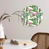 Inductie beschermer - Flamingo - Bladeren - Afdekplaat voor kookplaat - Tropisch Wandcirkel kunststof plaat 5mm dik klein -sfeer4