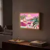 Stad - Roze - Palmbomen Light Box met batterij (Wandlamp) middel -sfeer1
