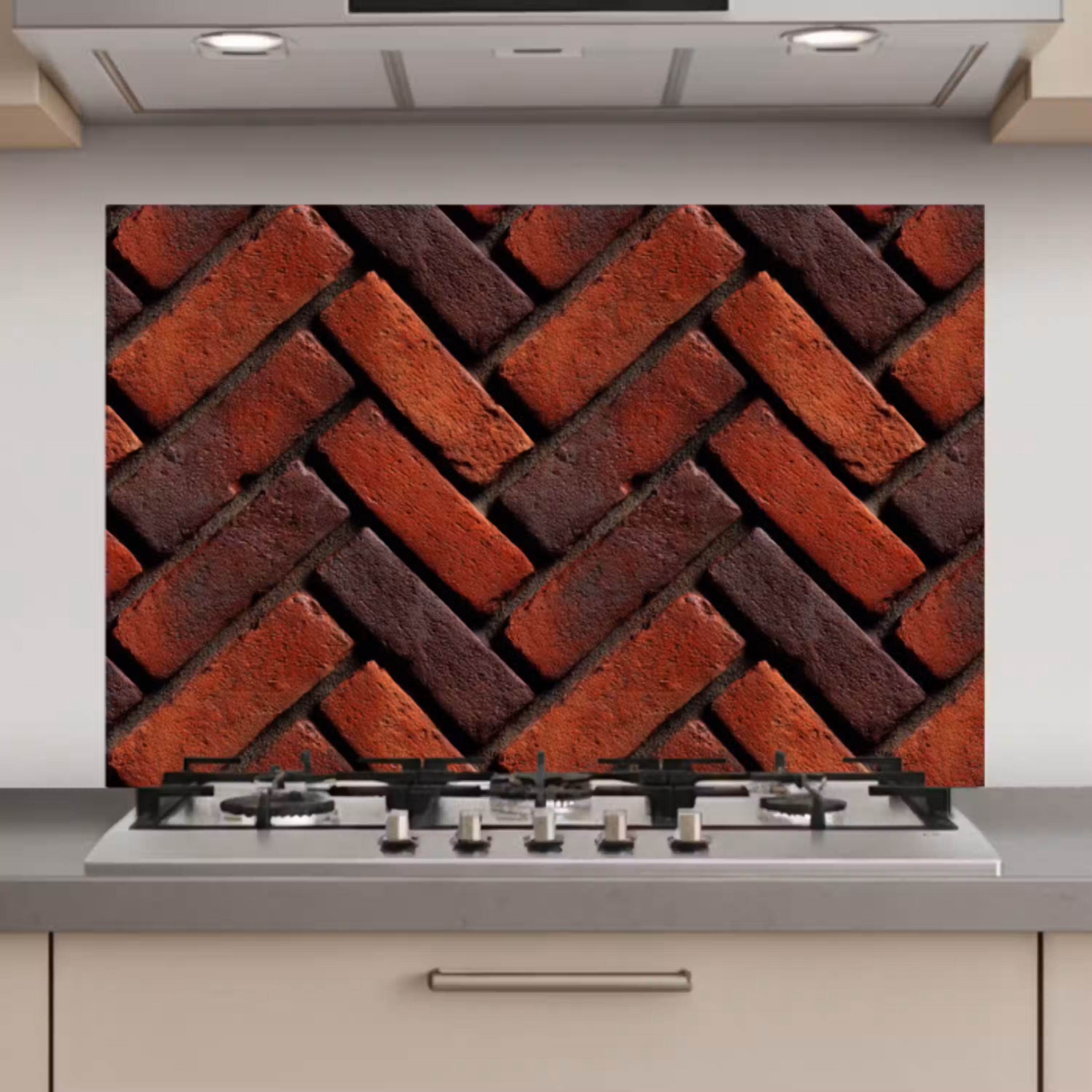 Bakstenen - Visgraat - Structuur - Roodbruin keuken achterwand spatscherm klein 900 -3d_website