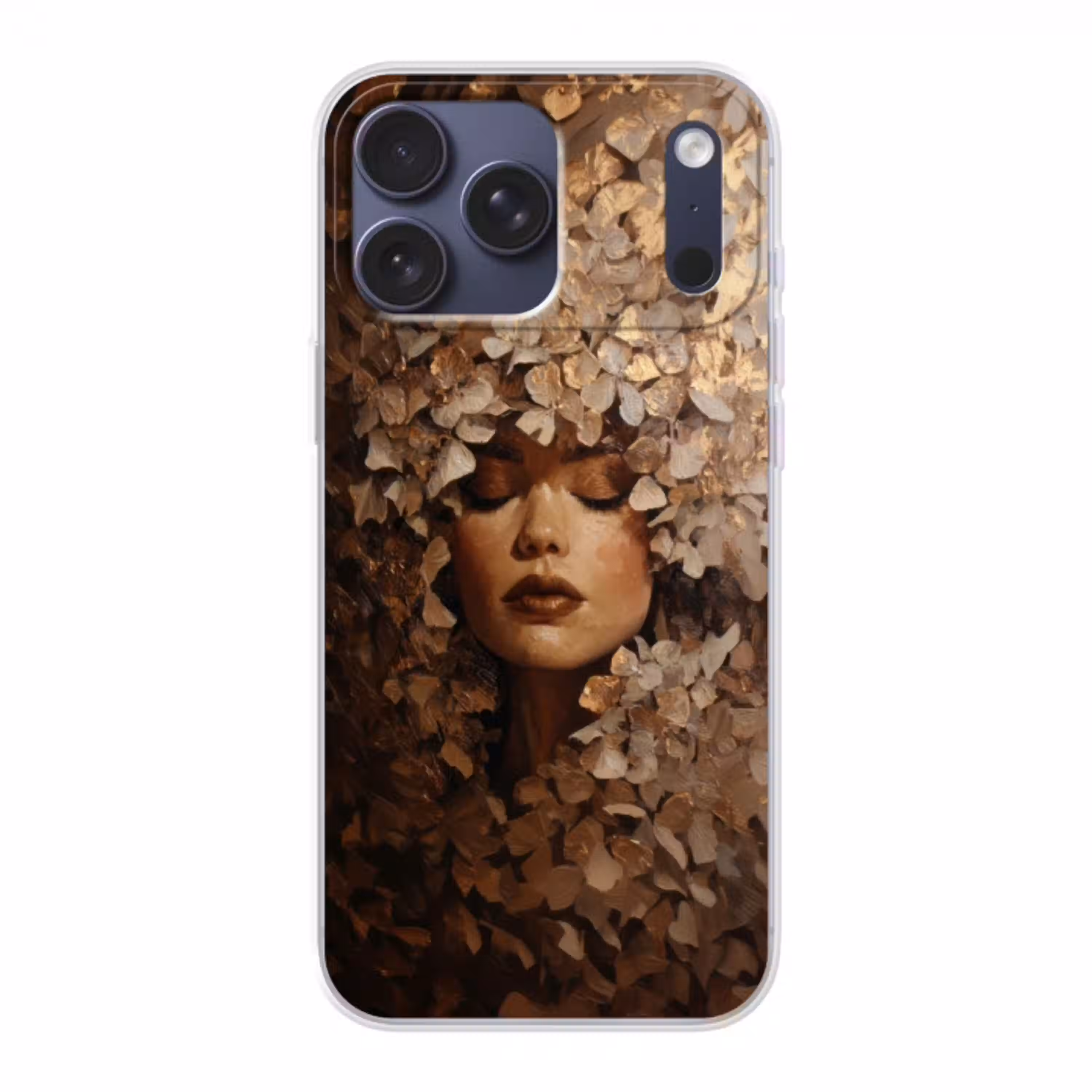 Gezicht - Vrouwe - Bladeren - Penseelstreken Telefoonhoesje iPhone 17 Pro Max klein -3d