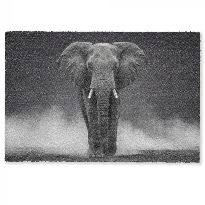 Olifant - Zwart - Wit - Rook Deurmat klein -zkaufland3d