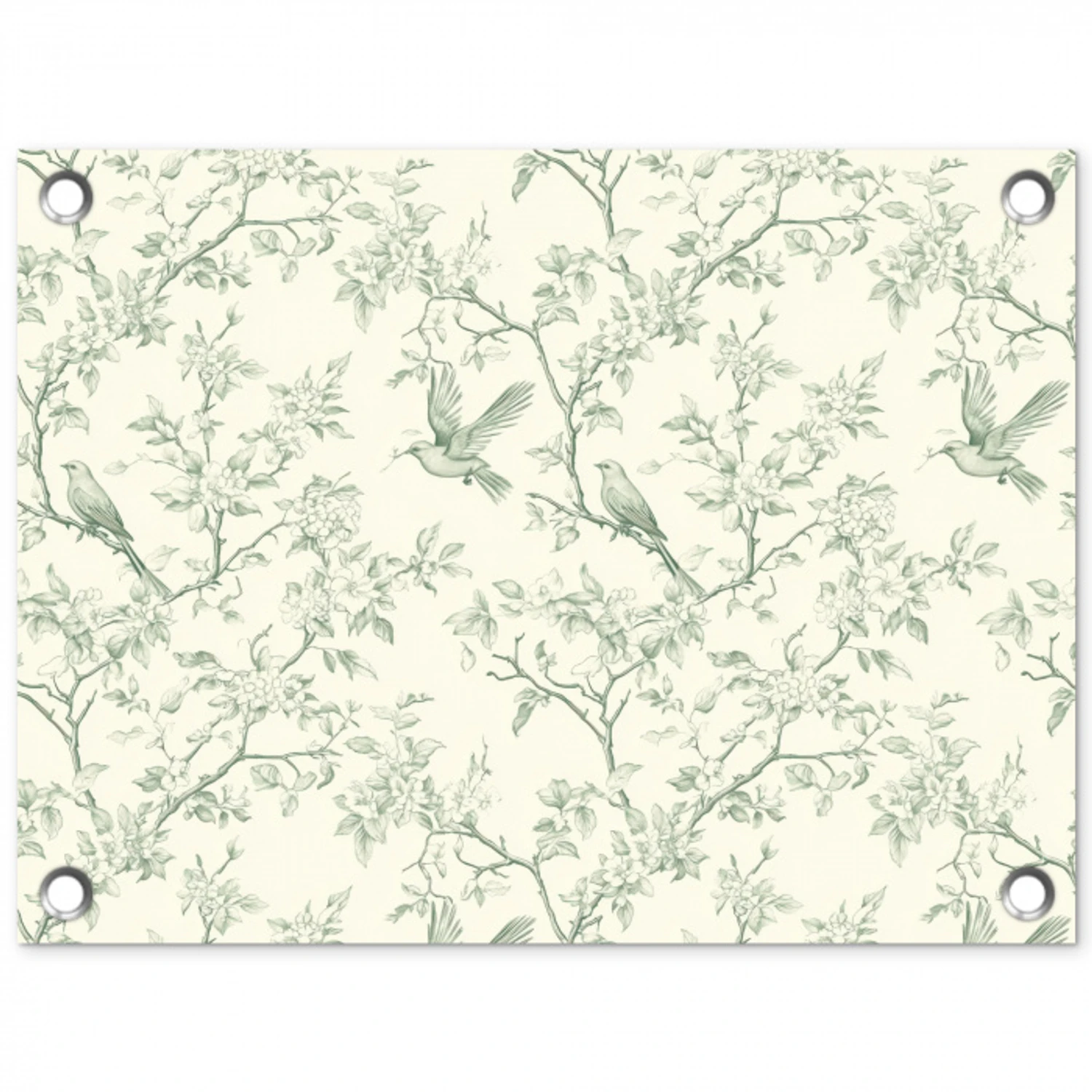 Klassiek - Vogels - Groen tuinposter los doek klein 239 -3d