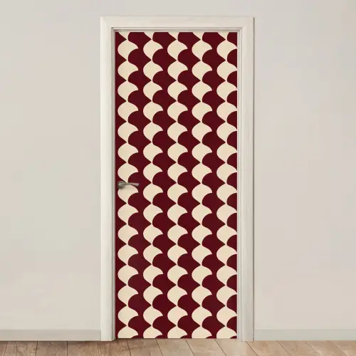 Rood - Tegelpatroon - Crème deurposter klein 289 -3d_beige