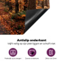 Bospad - Herfstbos - Bladeren - Oranje - Nostalgisch Inductie beschermer vinyl 3mm klein -zzzzzzz-cc-onderkant