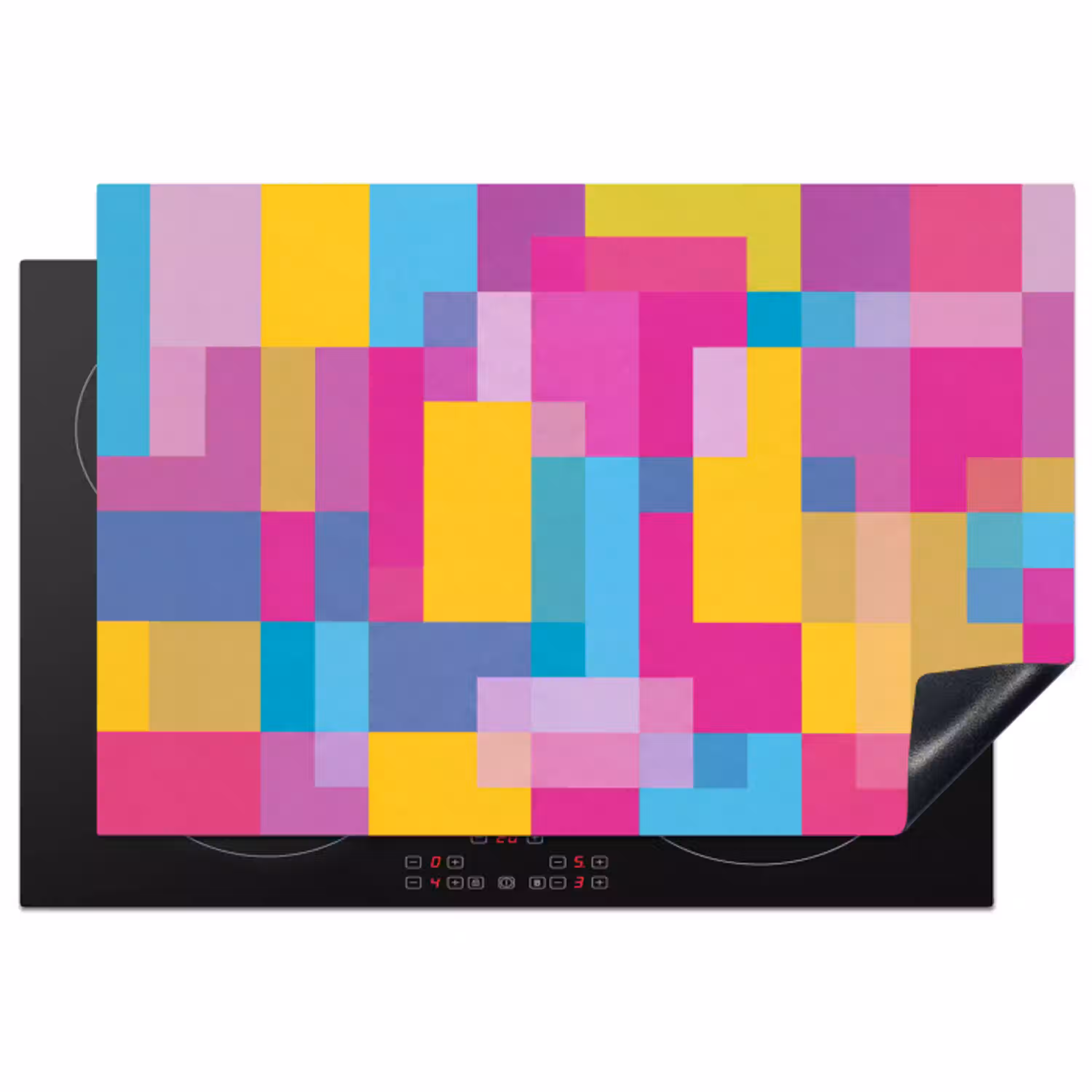 Abstract - Geometrisch - Kunst - Kleurrijk - Modern Inductie beschermer vinyl 3mm klein -3d