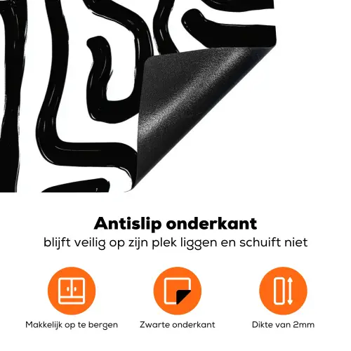 Modern - Lijnen - Zwart Inductie beschermer vinyl 3mm klein 276 -zzzzzzz-td-onderkant