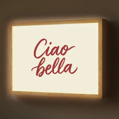 Ciao bella - Rood - Wit - Minimalistisch Light Box met batterij (Wandlamp) middel -z3d_website