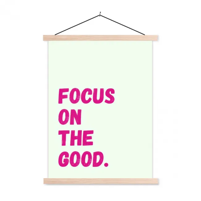 Hanging Poster - Focus on the good - Beige - Pink
