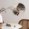 Abstract - Kubus - Goud - Patronen - Zwart - Wit Wandcirkel kunststof plaat 5mm dik klein -sfeer4