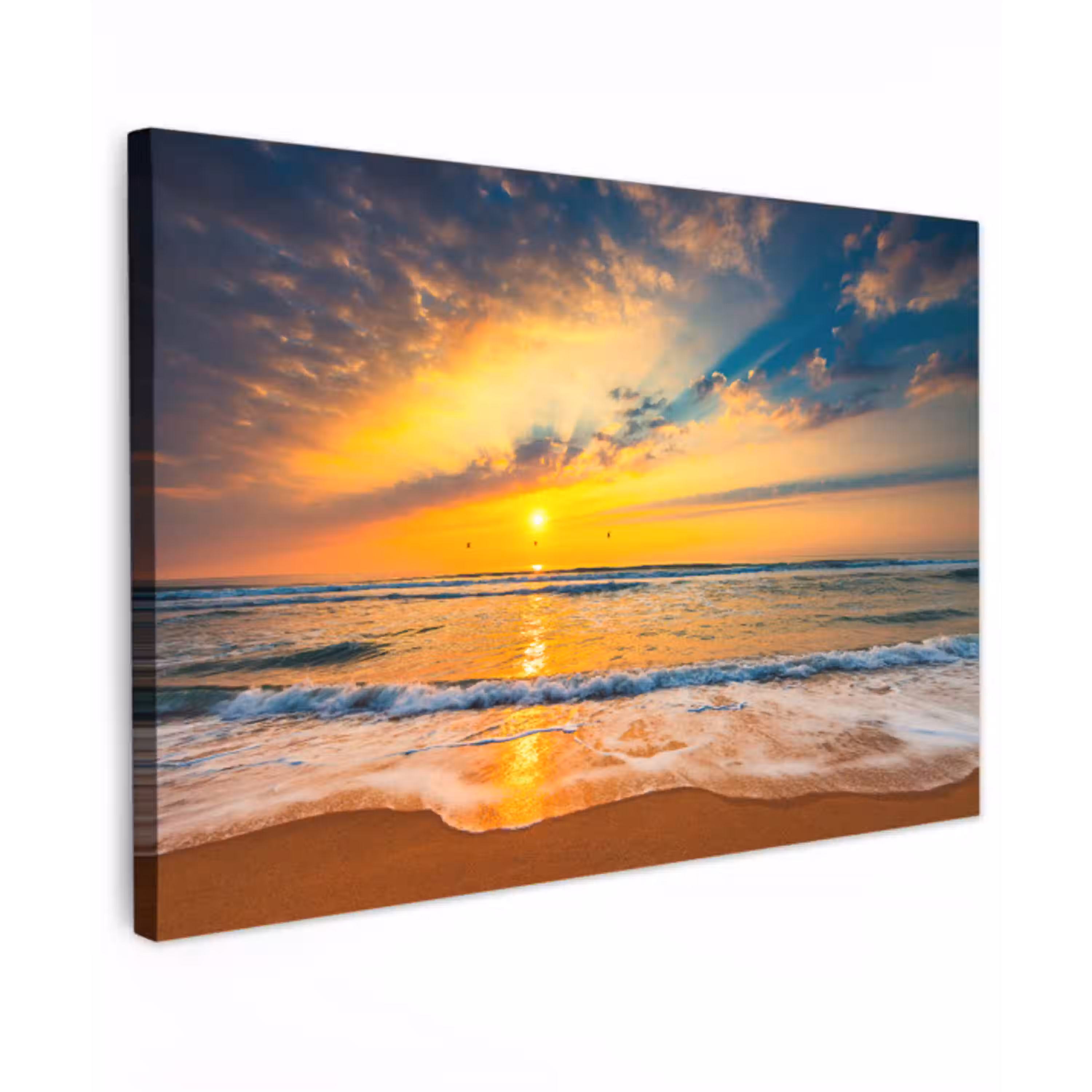 Zonsondergang - Strand - Zee - Wolken - Oranje canvas 2cm klein -z3d