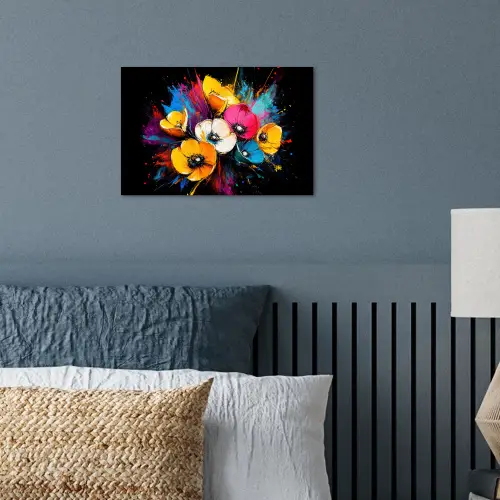 Bloemen - Kleurrijk - Graffiti - Modern - Boeket poster papier klein -sfeer2