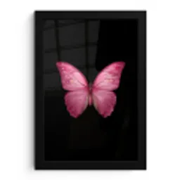Vlinder - roze - Elegant fotolijst zwart zonder passe partout klein -3d