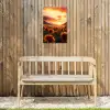 Zonnebloemen - Zonsondergang - Landschap Tuinposter op houten frame 2 cm dik klein -sfeer4