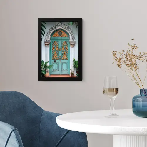 Deur - Patronen - Planten fotolijst zwart zonder passe partout klein -sfeer4