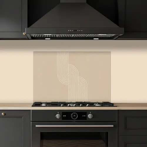 Parallelle lijnen - Lichte textuur - Beige keuken achterwand spatscherm klein -sfeer1