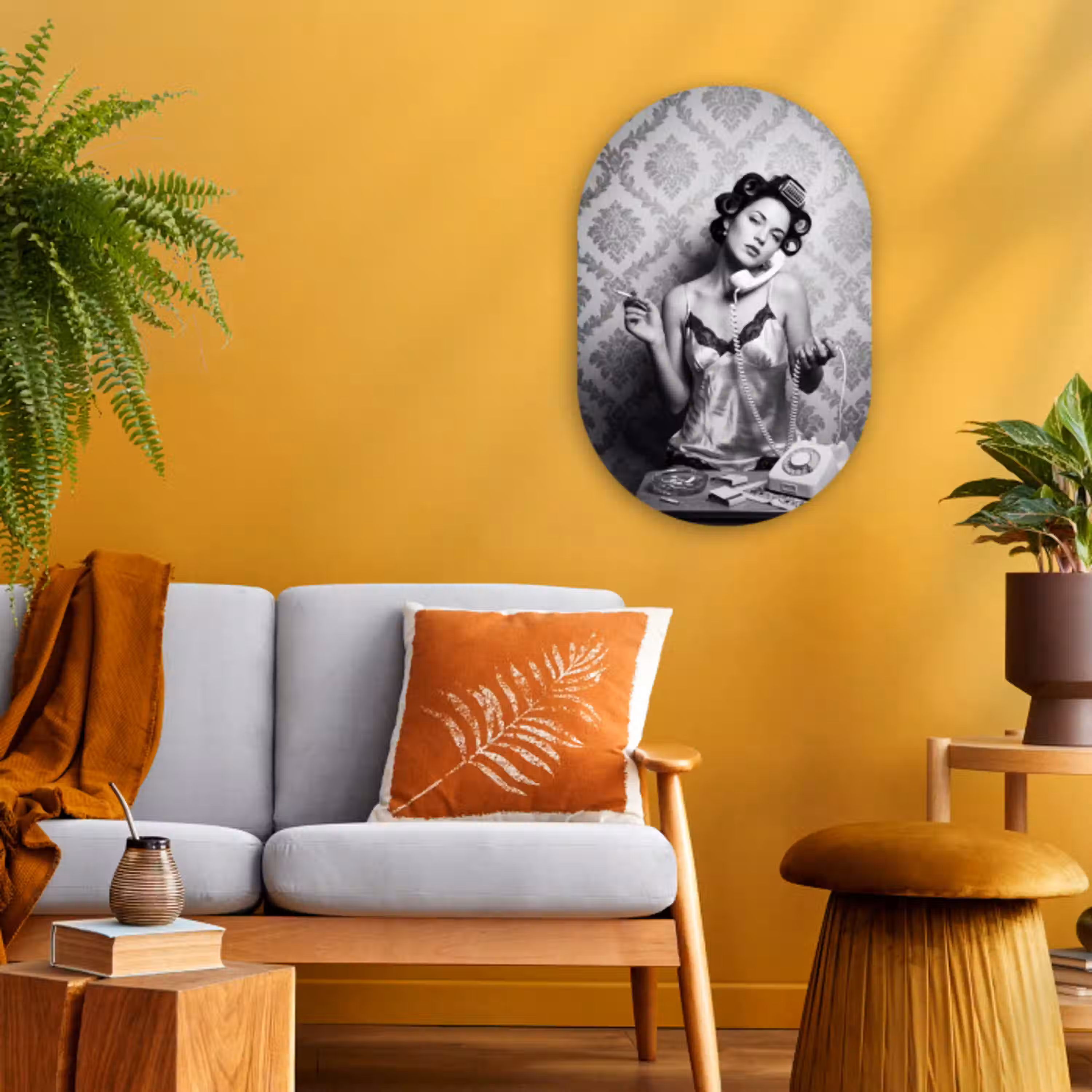 Chic - Vrouw - Zwart - Wit Wandcirkel Ovaal Forex klein -sfeer4
