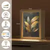 Gouden Bladcompositie – Botanische Luxe Light Box met kabel (Tafellamp) klein -USP_FR